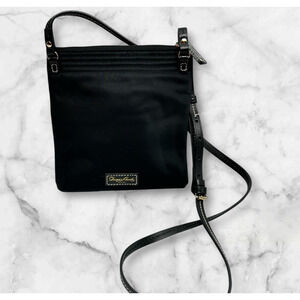 Dooney & Bourke Nylon Triple Zip Crossbody Purse Adjustable Strap Embroidered